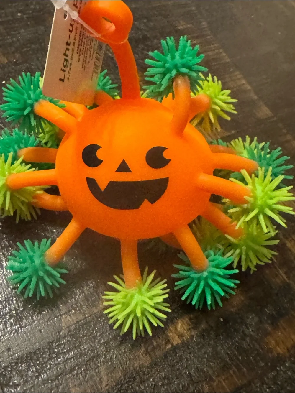 Spiky Halloween Jack-O'-Lantern Puffer Toy That Lughts Up